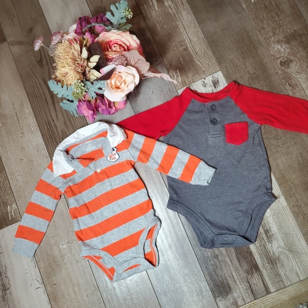 Carter's & Garanimals 12m Baby Boy Onesie Bodysuit Bundle 2pc NWOT